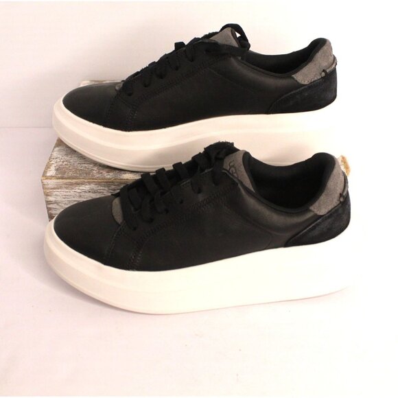 UGG Platform Sneakers Women's 7 Black White Ultra Suede Lace Up S/N 1158032 NWOB - Picture 3 of 11
